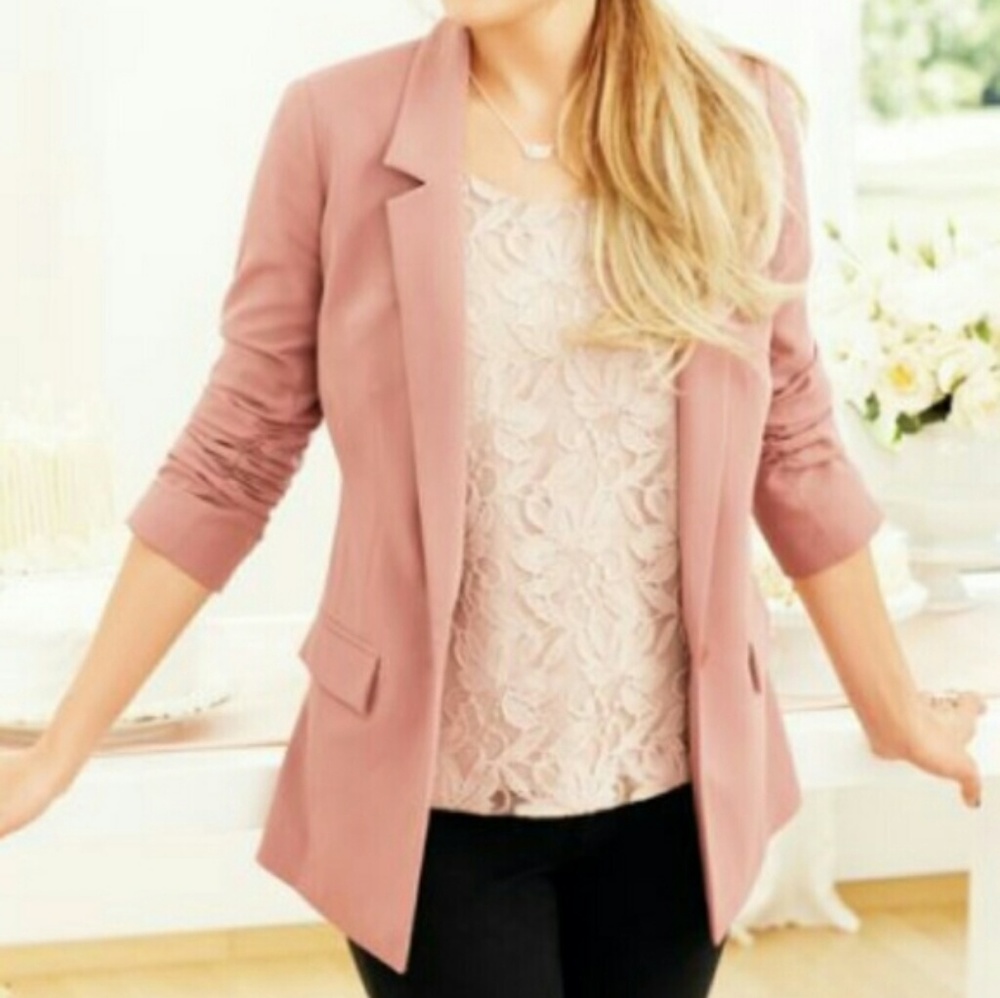LC Lauren Conrad Light Pink 3/4 Sleeve Blazer